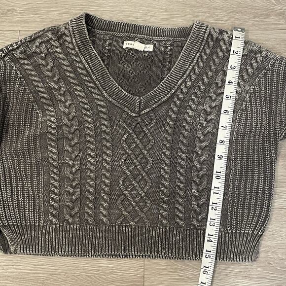 Aeropostale Cable Knit Sweater S Cropped Y2K Faded Gray Casual - Picture 6 of 8